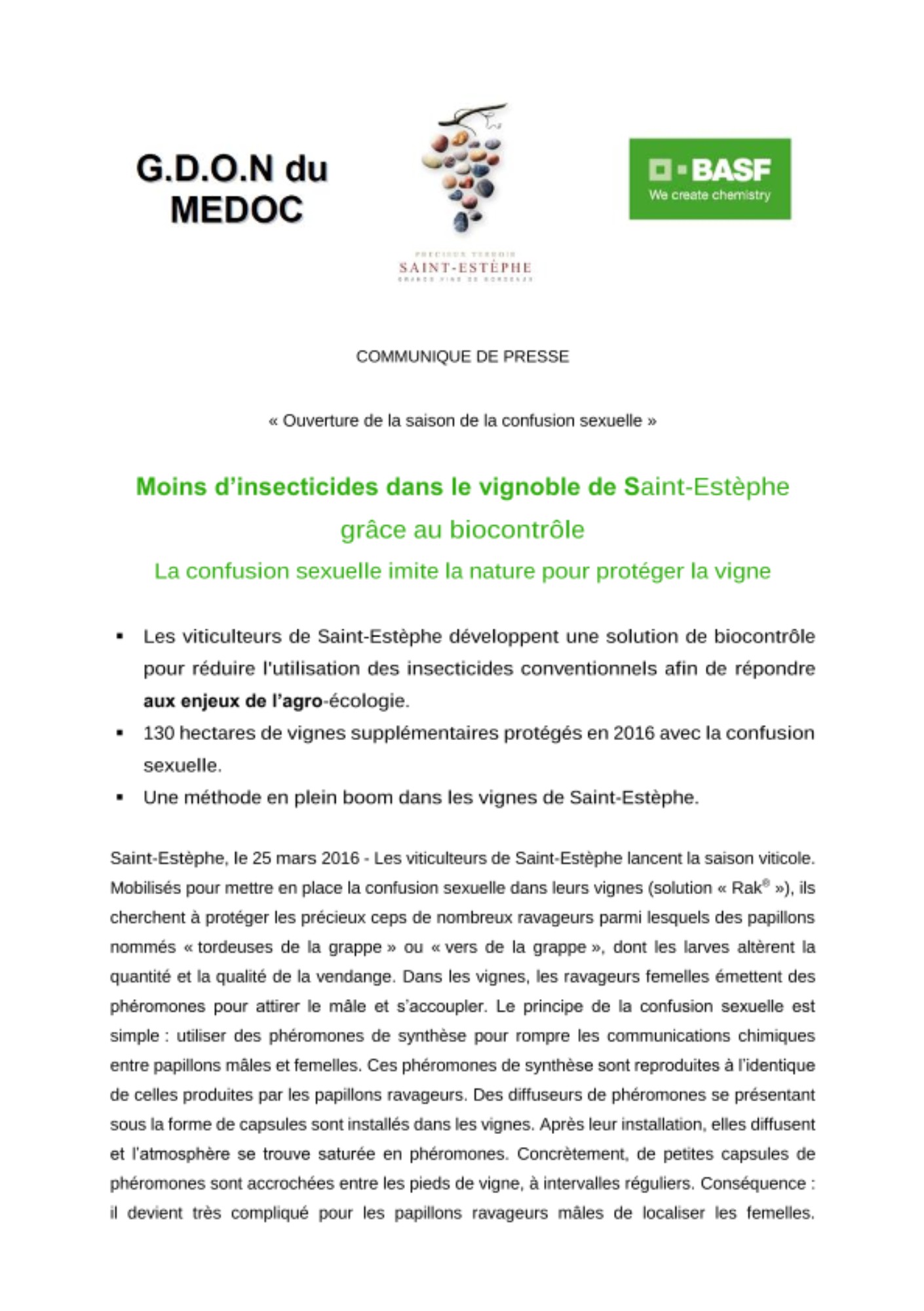 Les viticulteurs de Saint-Estèphe développent une solution de biocontrôle pour réduire l'utilisation des insecticides conventionnels afin de répondre aux enjeux de l’agro-écologie.